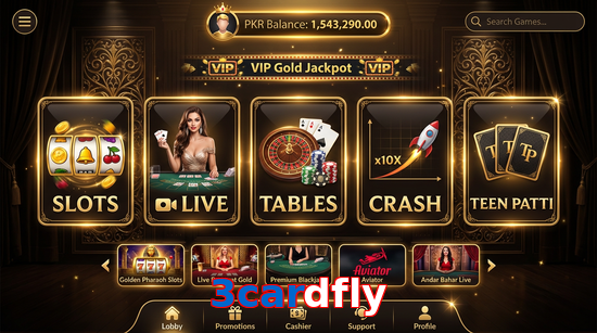Main screen of 3Cardfly casino page for PK players